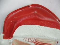 Vintage Large Plastic Blow Mold Christmas Santa Claus Face Head Light