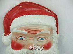 Vintage Large Plastic Blow Mold Christmas Santa Claus Face Head Light