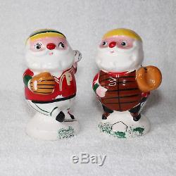 Vintage Lego Japan Christmas Santa Claus Baseball Salt and Pepper Shakers 1959