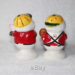 Vintage Lego Japan Christmas Santa Claus Baseball Salt and Pepper Shakers 1959