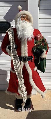Vintage Life Size 5 Ft Traditional Santa Claus Figure with Good Boys & Girls List