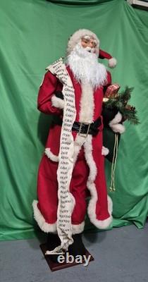 Vintage Life Size 5 Ft Traditional Santa Claus Figure with Good Boys & Girls List
