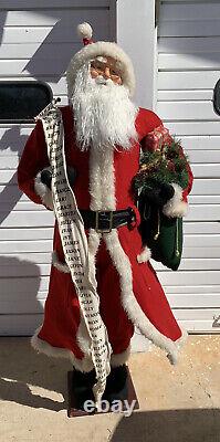 Vintage Life Size 5 Ft Traditional Santa Claus Figure with Good Boys & Girls List