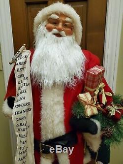 Vintage Life Size 5 ft Traditional Santa Claus Figure with Good Boys & Girls List