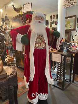 Vintage Life Size Santa Claus Figure Intricate Red and White Suit, Home Decor