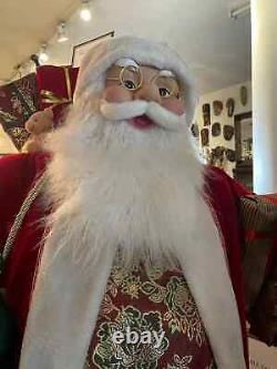 Vintage Life Size Santa Claus Figure Intricate Red and White Suit, Home Decor