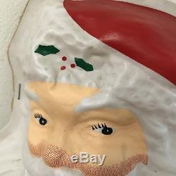 Vintage Light Up Santa Claus Plastic Christmas Wall Decor Sign 16x28 Works Great