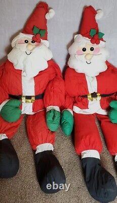 Vintage Lillian Vernon 2 Santa Claus Christmas Life Size Plush Figures 5 ft RARE