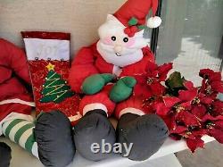 Vintage Lillian Vernon Life Size Plush Santa and Mrs Claus Fabric Figures RARE