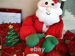 Vintage Lillian Vernon Life Size Plush Santa and Mrs Claus Fabric Figures RARE