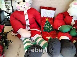 Vintage Lillian Vernon Life Size Plush Santa and Mrs Claus Fabric Figures RARE