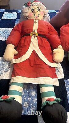 Vintage Lillian Vernon Santa & Mrs Claus Christmas Life Size Plush Figures 5 ft