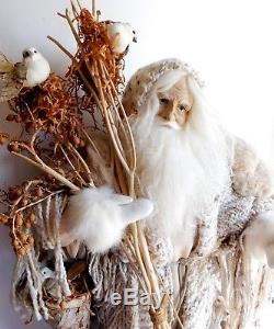 Vintage Lynn Haney Large Winter Woods Santa Claus Folk Art Figurine 1993 26