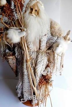 Vintage Lynn Haney Large Winter Woods Santa Claus Folk Art Figurine 1993 26