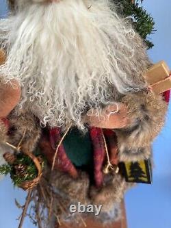 Vintage Lynn Haney Skiing Santa Claus Handcrafted Folk Art Sign/Date1966 22 Lge