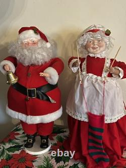 Vintage Mechanical Mr. & Mrs. Santa Claus Motorized Bell Ringing Figures 27Tall