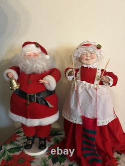 Vintage Mechanical Mr. & Mrs. Santa Claus Motorized Bell Ringing Figures 27Tall