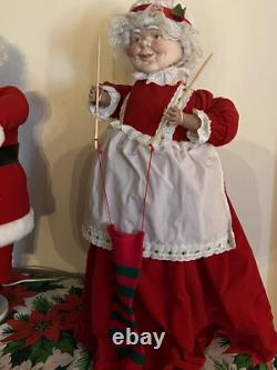 Vintage Mechanical Mr. & Mrs. Santa Claus Motorized Bell Ringing Figures 27Tall