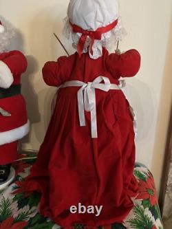 Vintage Mechanical Mr. & Mrs. Santa Claus Motorized Bell Ringing Figures 27Tall