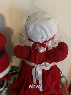Vintage Mechanical Mr. & Mrs. Santa Claus Motorized Bell Ringing Figures 27Tall