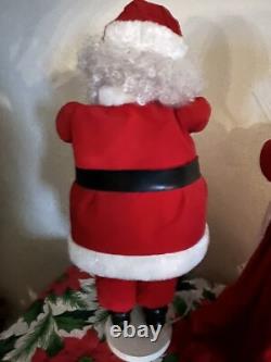 Vintage Mechanical Mr. & Mrs. Santa Claus Motorized Bell Ringing Figures 27Tall