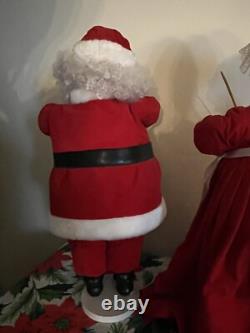 Vintage Mechanical Mr. & Mrs. Santa Claus Motorized Bell Ringing Figures 27Tall