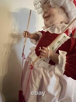 Vintage Mechanical Mr. & Mrs. Santa Claus Motorized Bell Ringing Figures 27Tall