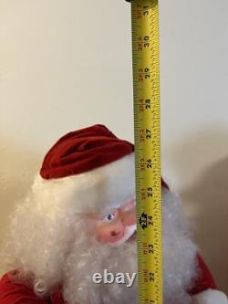 Vintage Mechanical Mr. & Mrs. Santa Claus Motorized Bell Ringing Figures 27Tall