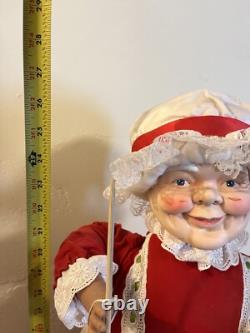 Vintage Mechanical Mr. & Mrs. Santa Claus Motorized Bell Ringing Figures 27Tall