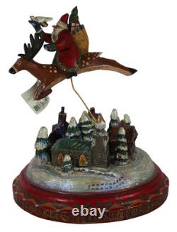 Vintage Midwest Flying Santa & Reindeer, Christmas Village Lou Schifferl Figure