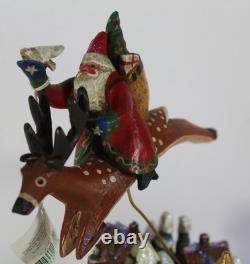 Vintage Midwest Flying Santa & Reindeer, Christmas Village Lou Schifferl Figure