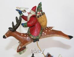 Vintage Midwest Flying Santa & Reindeer, Christmas Village Lou Schifferl Figure