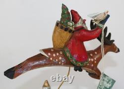 Vintage Midwest Flying Santa & Reindeer, Christmas Village Lou Schifferl Figure