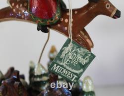 Vintage Midwest Flying Santa & Reindeer, Christmas Village Lou Schifferl Figure