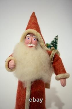 Vintage Mixed Materials Santa Claus Figure 8 1986 Felt Santa Yvonne Carpenter
