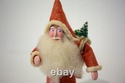Vintage Mixed Materials Santa Claus Figure 8 1986 Felt Santa Yvonne Carpenter