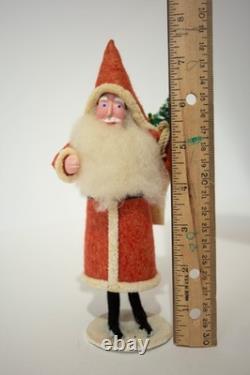 Vintage Mixed Materials Santa Claus Figure 8 1986 Felt Santa Yvonne Carpenter
