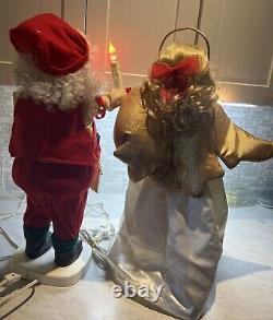 Vintage Motionette Animated Christmas Figures 2ft Santa Claus and Angel