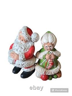 Vintage Mr. And Mrs. Santa Claus 1970's Style Christmas Ceramic Mold Figures