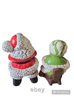 Vintage Mr. And Mrs. Santa Claus 1970's Style Christmas Ceramic Mold Figures