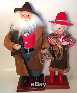 Vintage Mr & Mrs Santa Claus Doll RARE Christmas Limited Edition Western Cowboys