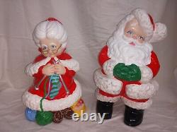 Vintage Mr and Mrs Santa Claus Atlantic Mold Ceramic Figures Large