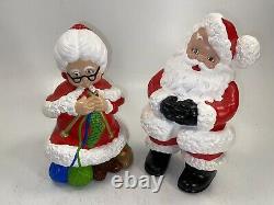 Vintage Mr and Mrs Santa Claus Atlantic Mold Ceramic Figures Large 14