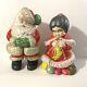 Vintage Mr And Mrs Santa Claus Atlantic Mold Ceramic Figures Large 14 70's