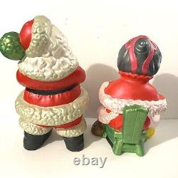 Vintage Mr and Mrs Santa Claus Atlantic Mold Ceramic Figures Large 14 70's