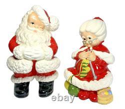 Vintage Mr and Mrs Santa Claus Atlantic Mold Ceramic Figures Large 14 EC