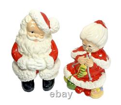 Vintage Mr and Mrs Santa Claus Atlantic Mold Ceramic Figures Large 14 EC