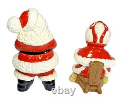 Vintage Mr and Mrs Santa Claus Atlantic Mold Ceramic Figures Large 14 EC