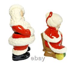 Vintage Mr and Mrs Santa Claus Atlantic Mold Ceramic Figures Large 14 EC