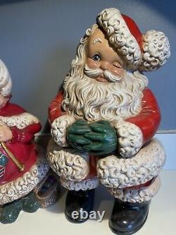 Vintage Mr and Mrs Santa Claus Atlantic Mold Ceramic Figures Large 14 FREE SHIP